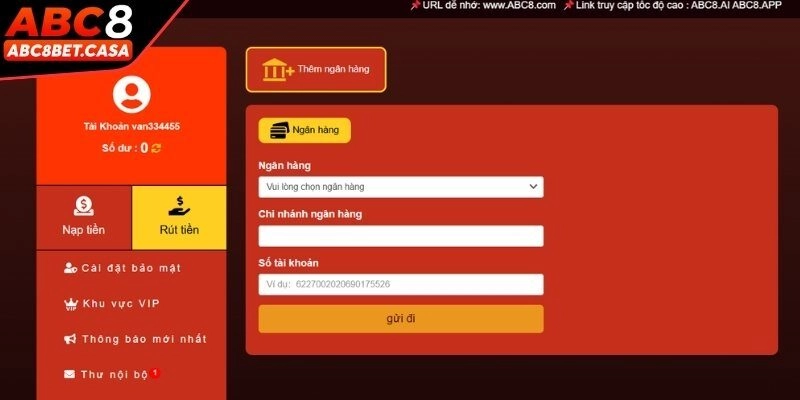 Rút tiền qua chuyển khoản ngân hàng